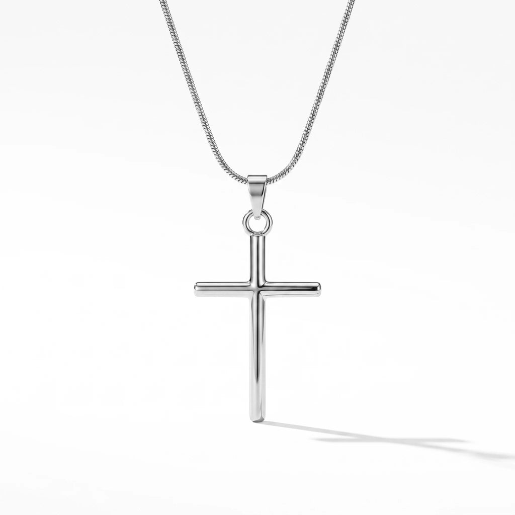 QIAOREN Waterproof Stainless Steel Gold Cross Necklace Classic Christian Pendant Jewelry for Everyday Wear