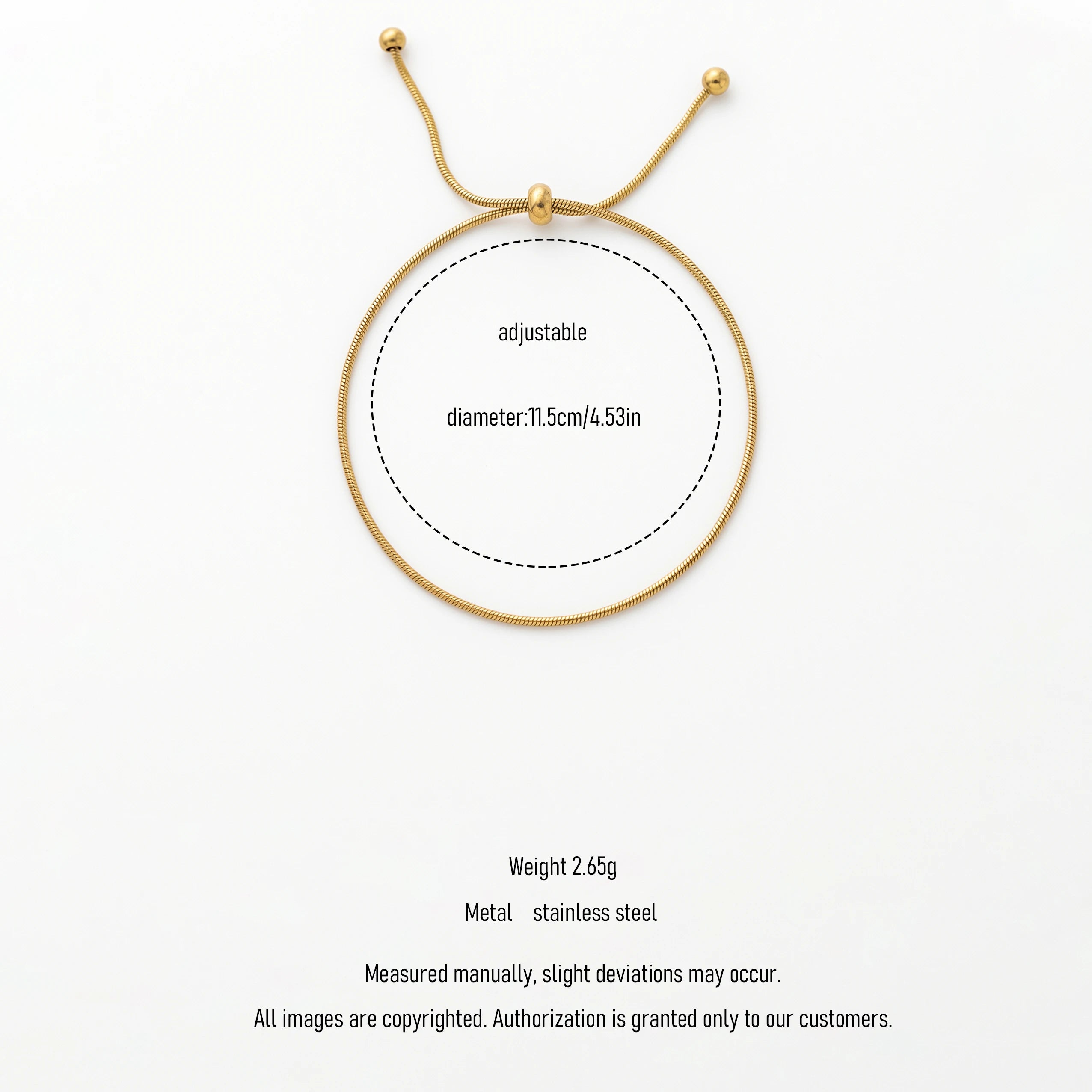 QIAOREN 13300 Thin Chain Bracelet Gold Plated Steel Adjustable Slider Waterproof Minimalist Women Daily Wrist Jewelry Gift