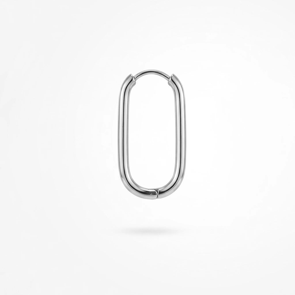 QIAOREN 12601 High Polished Long Oval Tube Ear Buckle Waterproof Stainless Steel 18K Gold  Hoops Anti-allergy Trendy Accessory