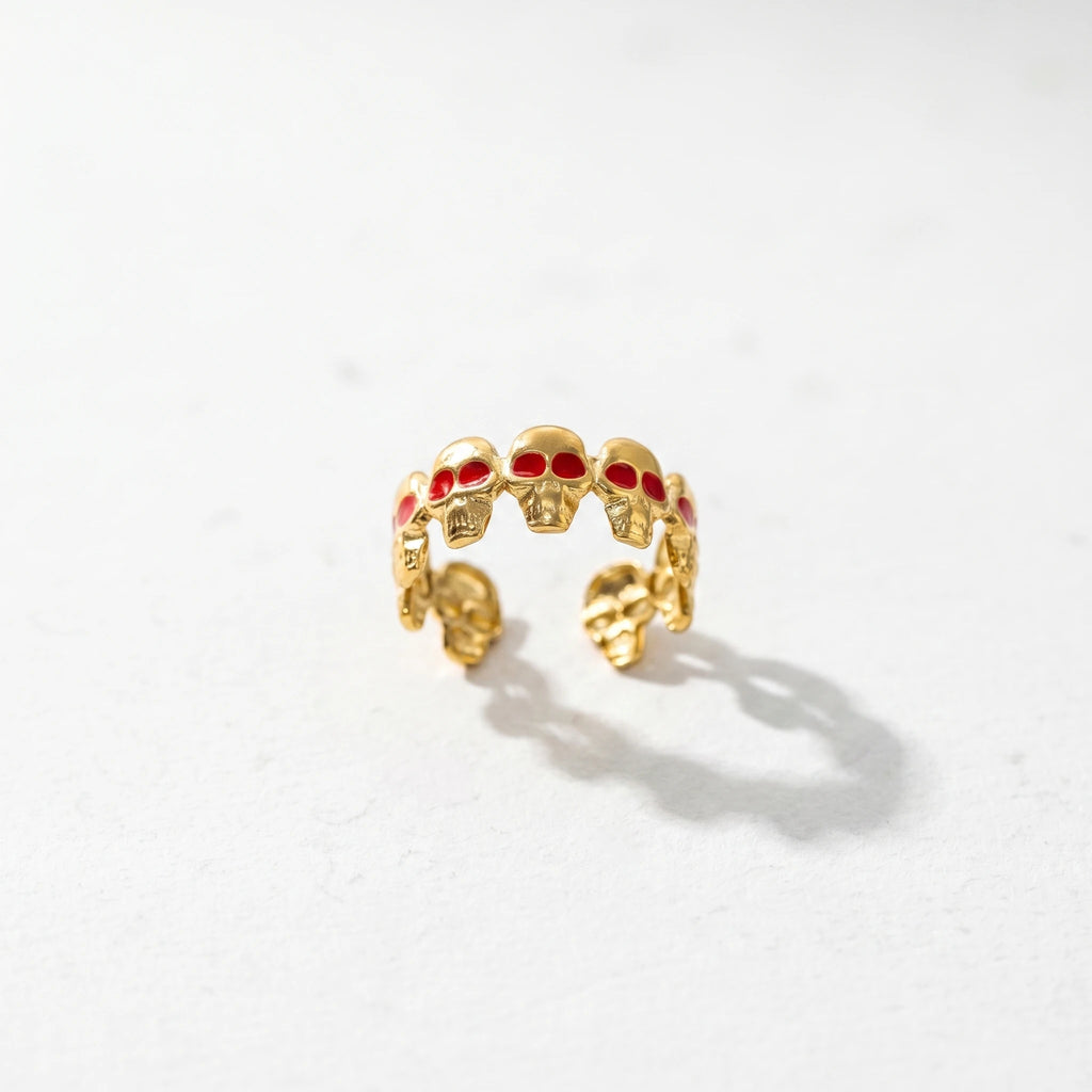 QIAOREN 13176-80 5Pcs Gold Stainless Steel Turquoise Open Ring Set Irregular Hammered Crown Adjustable Boho Stackable Rings