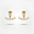 QIAOREN12315 Waterproof Tarnish Free Gold Stainless Steel Letter Shape Pointy Shield Stud Curved Crown Party Jewelry EU