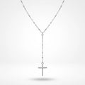 QIAOREN 11312 Waterproof 18K Gold Plated Cross Lariat Necklace Stainless Steel Beach Sunset Faith Jewelry for Women
