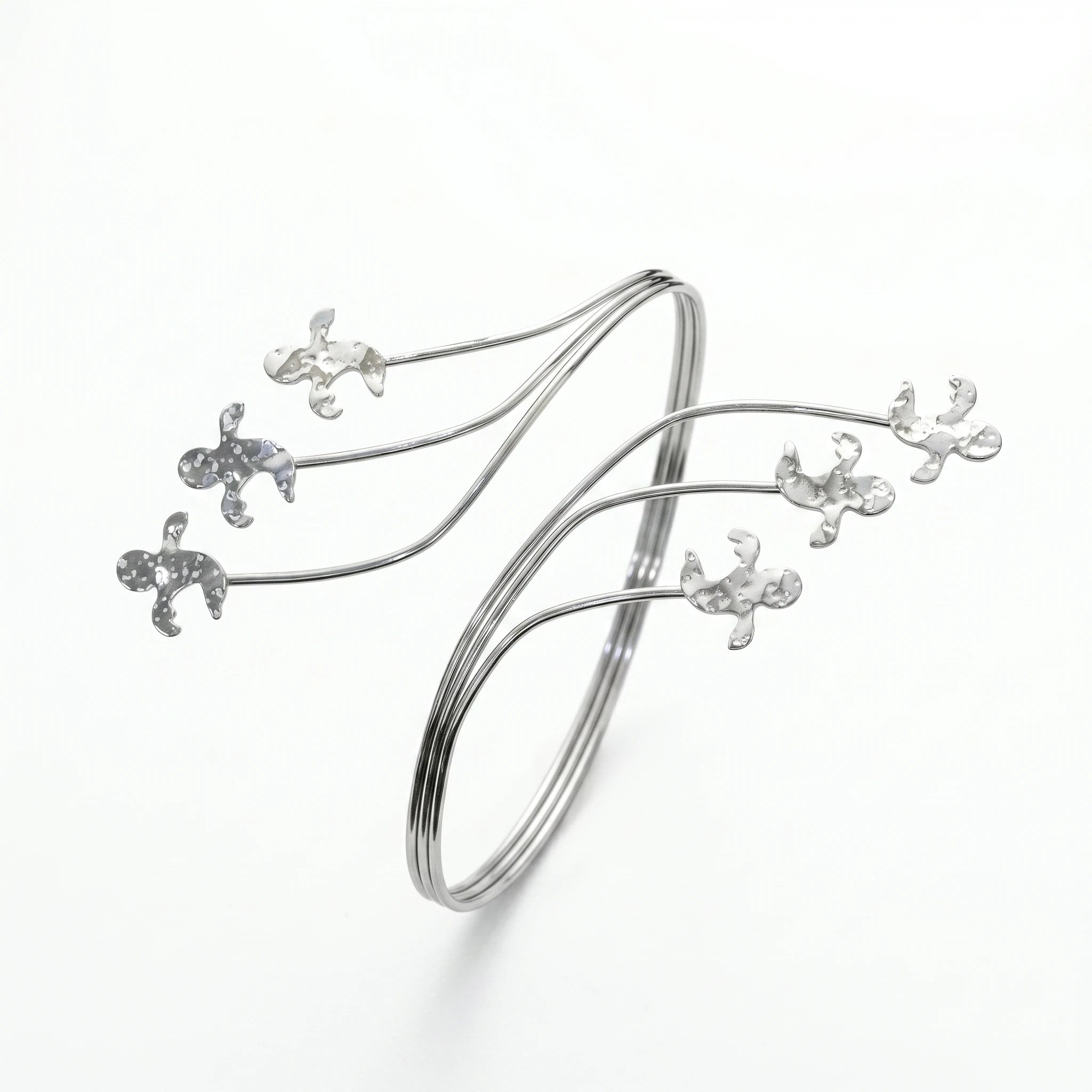 QIAOREN 12824 Silver Little People Upper Arm Bracelet Adjustable Fairycore Armlet Stainless Steel Multi Layer Festival Bangle