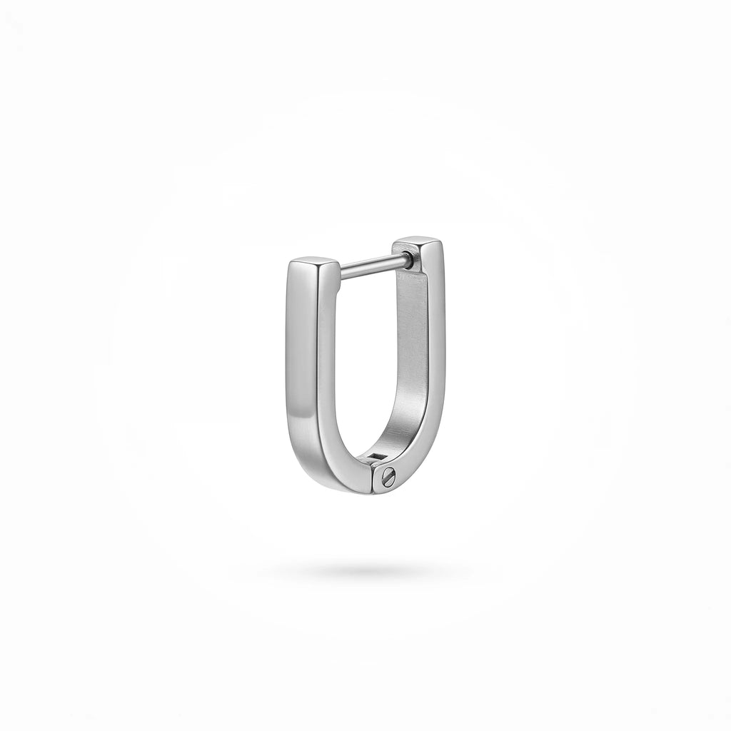 QIAOREN 12569 Minimalist U Shape Huggie Hoop Earrings PVD  Stainless Steel Hypoallergenic Waterproof Geometric