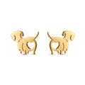 QIAOREN 10721 18K Gold Plated Stainless Steel Dachshund Stud Earrings, Hypoallergenic Cute Dog Heart Hollow Earrings for Women