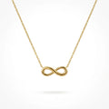 QIAOREN 13933 Thin Oval Link Chain Infinity Symbol Pendant Necklace, Polished Smooth Gold Eternal Love Collar Jewelry Gift