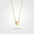 QIAOREN 13175 Stainless Steel Roman Numeral Interlocking Ring Pendant Necklace Gold Plated Minimalist Circle Jewelry for Women