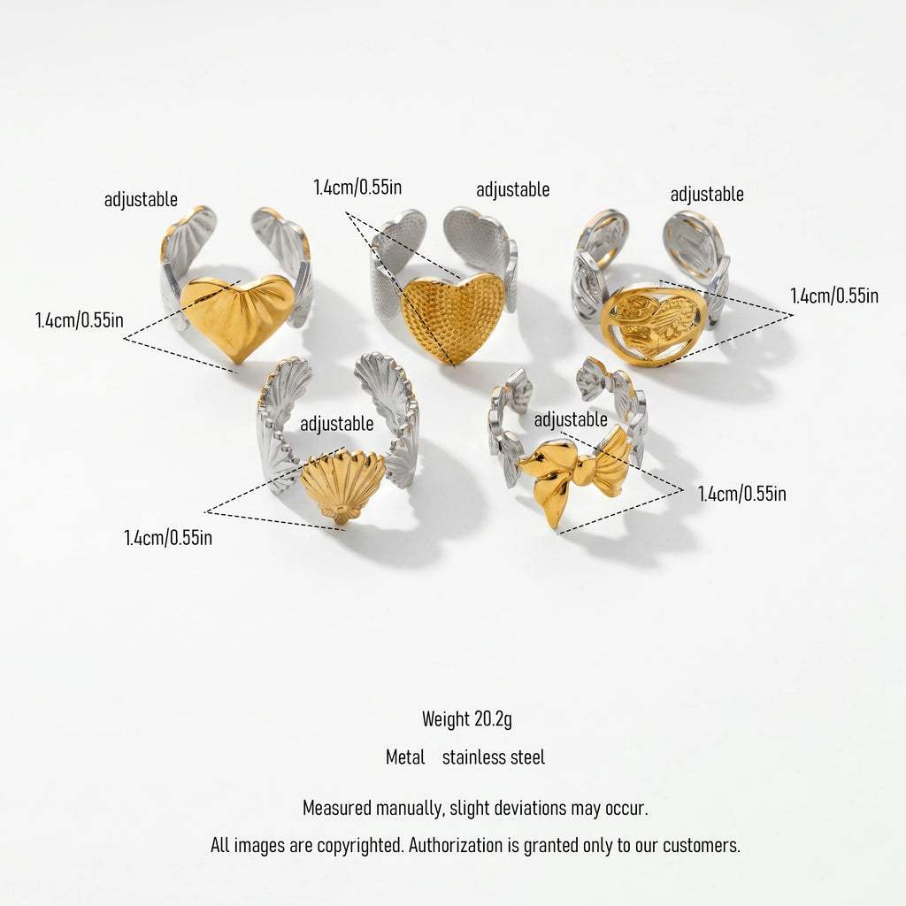 QIAOREN 13026-30 Gold Silver Plated Adjustable Open Stack Ring Set for Women Minimalist Geometric Statement Rings