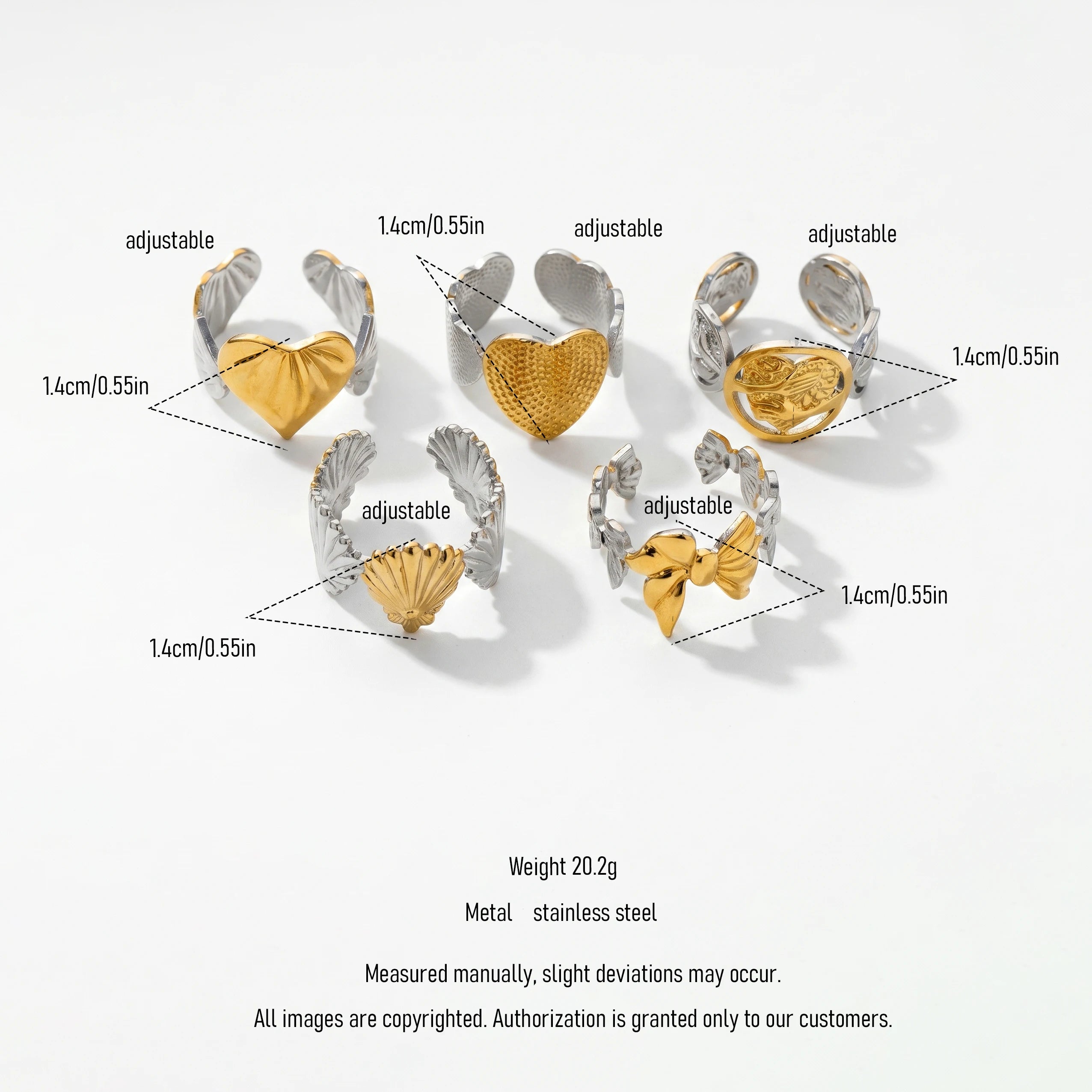 QIAOREN 13026-30 Gold Silver Plated Adjustable Open Stack Ring Set for Women Minimalist Geometric Statement Rings