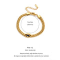 QIAOREN 14002 Matte Gold Link Chain Bracelet with Extension Adjuster, Stainless Steel Minimalist Rectangular Wrist