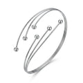 QIAOREN 12825 Adjustable Multi Layer Silver Ball Armlet Upper Arm Bracelet Stainless Steel Minimalist Boho Bangle Jewelry