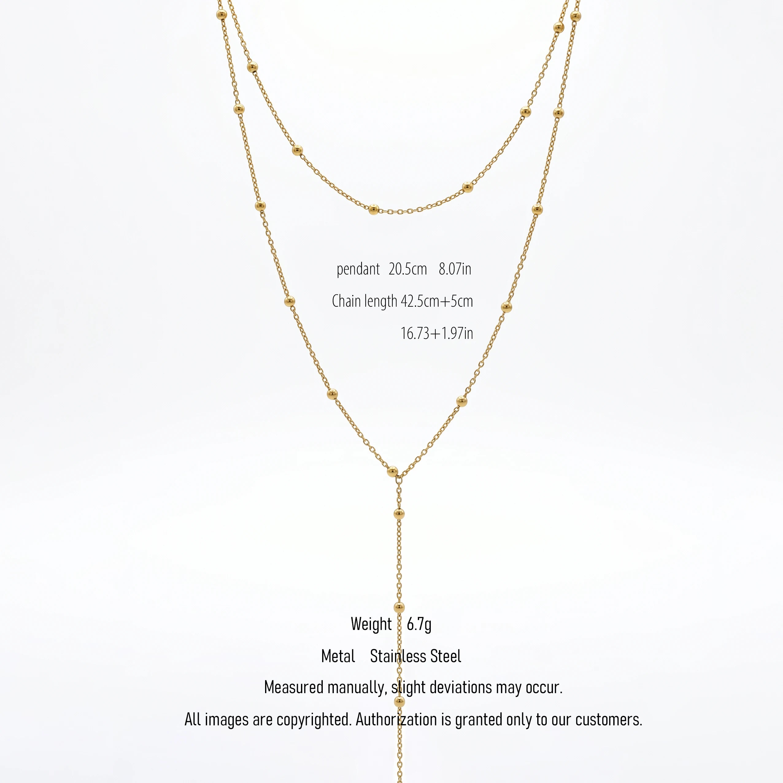 QIAOREN 10546 Trendy Geometric Link Chain Necklace 18K Gold Plated Stainless Steel Waterproof Tarnish Free Women's Jewelry
