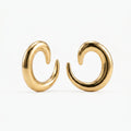 QIAOREN 10845 Tarnish Resistant 18K Gold Plated Chunky C-Shaped Earrings, Minimalist Stainless Steel Open Hoops