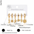 QIAOREN 14481 6 Pair Gold Stainless Steel Huggie Hoop Earrings Set, Fish Bone, Turtle, Butterfly, Bird, Leaf & Flower Earrings