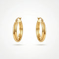 QIAOREN 12391 Trendy Double Row Hoop Earrings Gold Stainless Steel Layered Illusion Twin Band Parallel Large Hoops Women US EU
