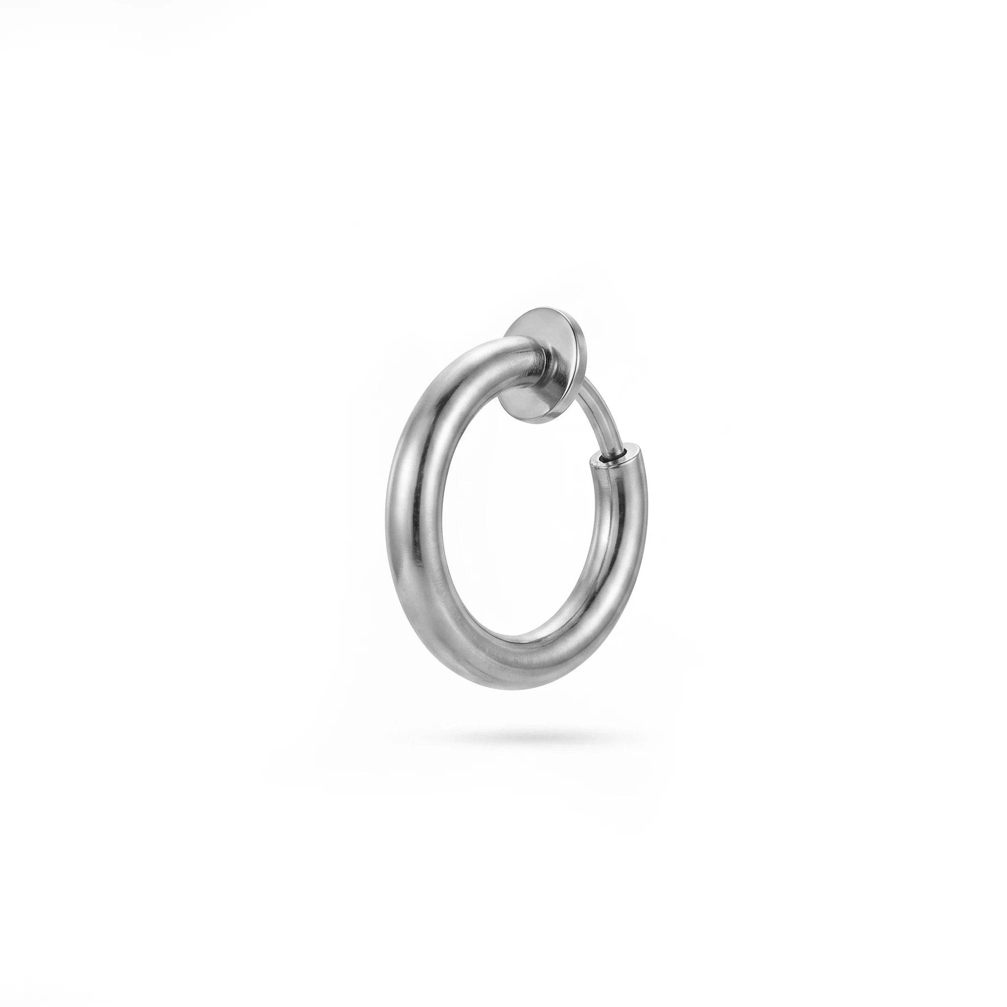 QIAOREN 12593 Timeless Shiny Thick Tube Flat Back Screw Hoops Stainless Steel 18K Gold Hypoallergenic Piercing Jewelry Gift