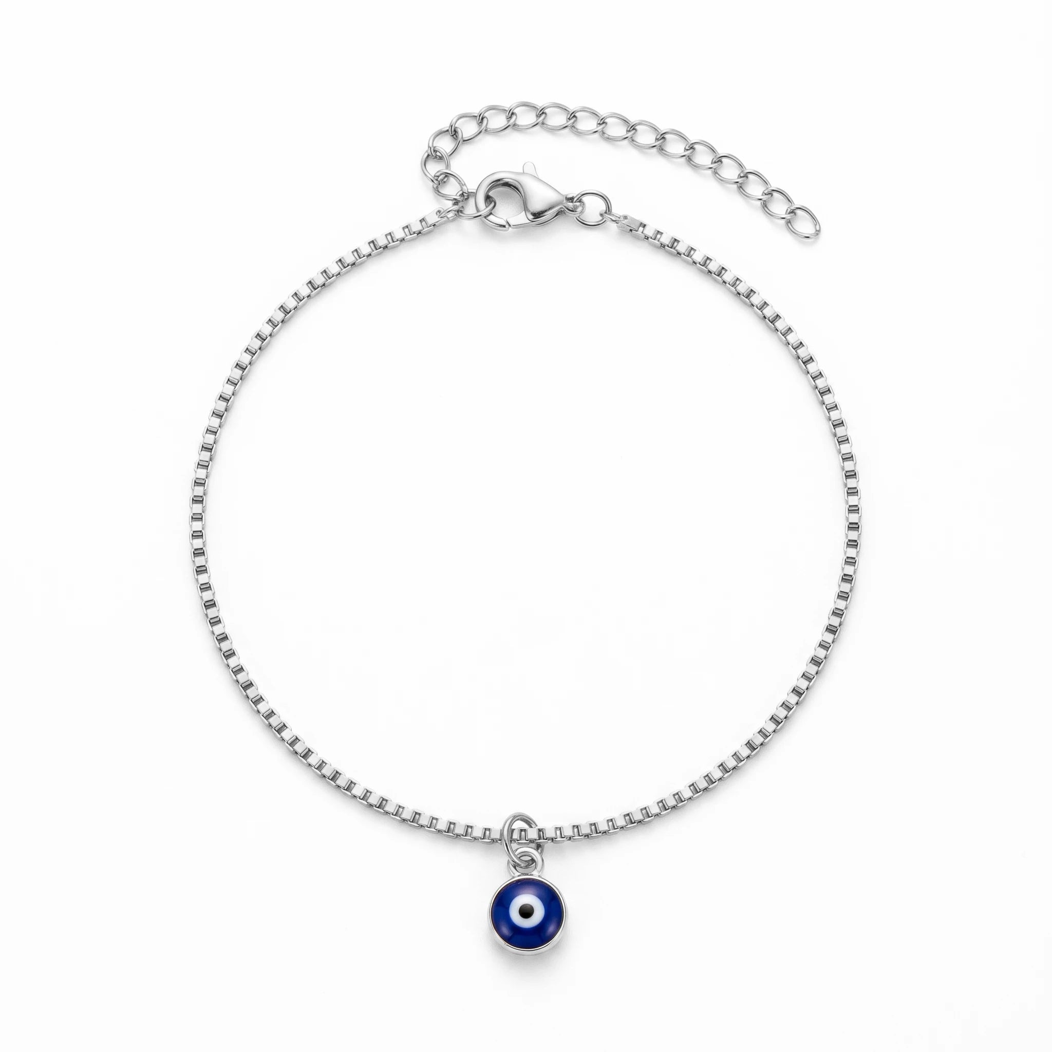 QIAOREN 10727 Waterproof Lucky Eye Charm Trendy Flower Design Stainless Steel 18K Gold Plated Adjustable Stackable Bracelet