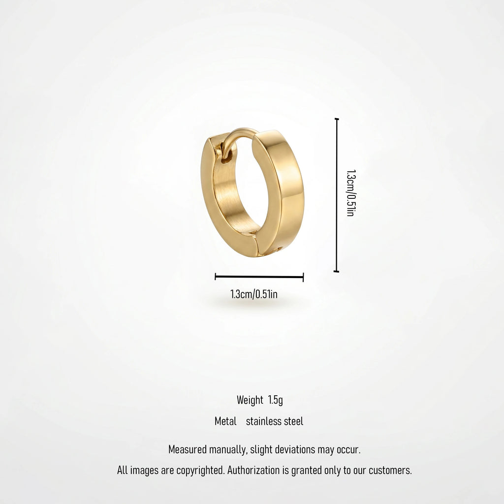 QIAOREN 12575 High Polished C Circle Ear Buckle Waterproof Stainless Steel 18K Gold Huggie Earrings Anti Allergy Basic Accessory