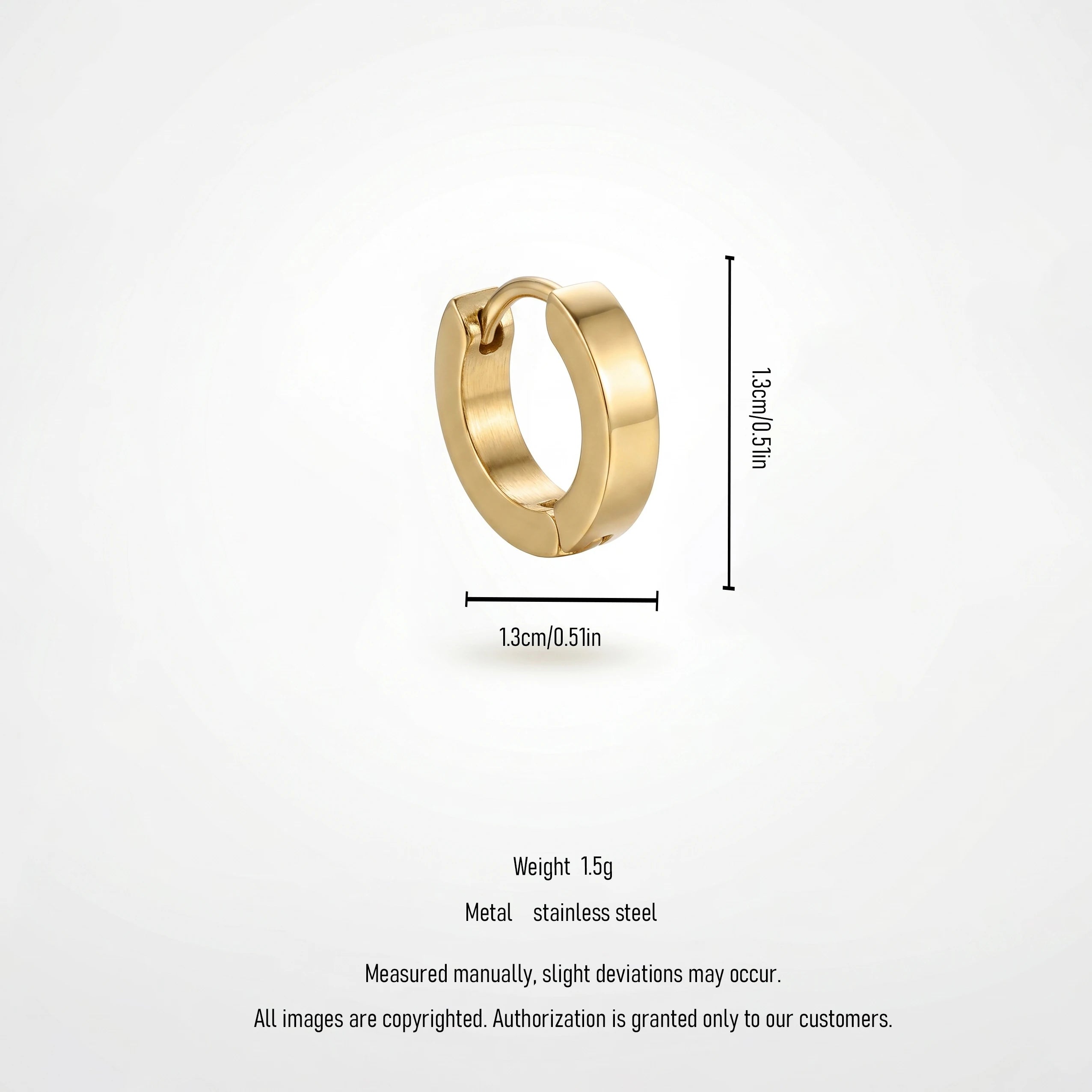 QIAOREN 12575 High Polished C Circle Ear Buckle Waterproof Stainless Steel 18K Gold Huggie Earrings Anti Allergy Basic Accessory