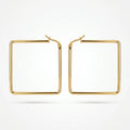 QIAOREN12319 Elegant 90s Retro Square Hoops Gold Stainless Steel Sleek Geometric Thin Tube Statement Hoop Earrings Gift Women