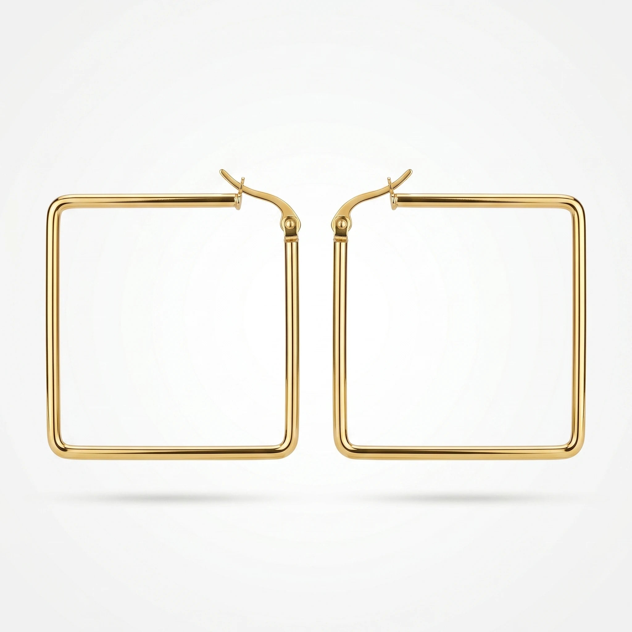 QIAOREN12319 Elegant 90s Retro Square Hoops Gold Stainless Steel Sleek Geometric Thin Tube Statement Hoop Earrings Gift Women