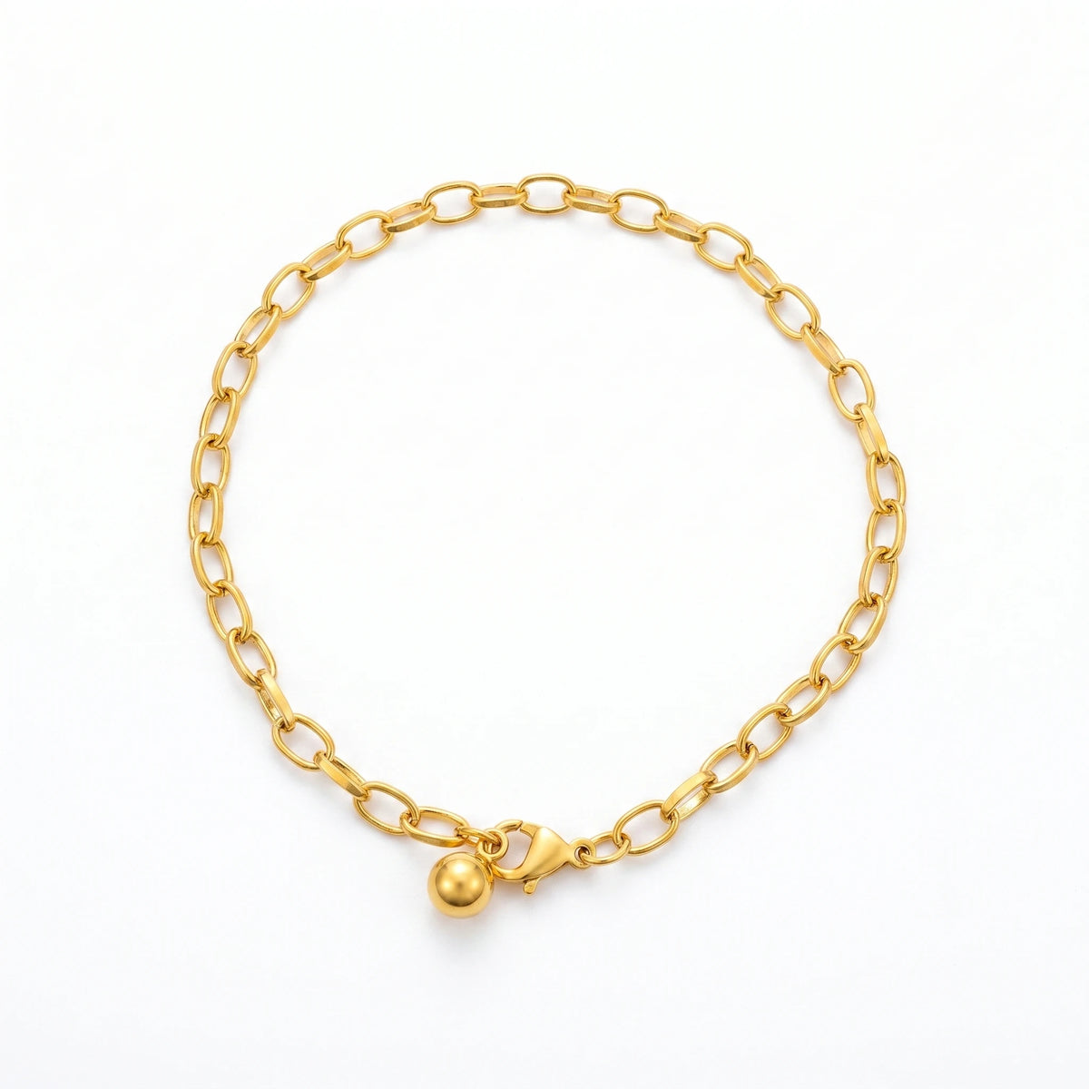 QIAOREN 10725 Trendy Minimalist Paperclip Link Bracelet 18K Gold Plated Stainless Steel Dainty Everyday Party Bracelet for Women