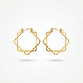 QIAOREN 12420 Trendy Geometric Double Square Hoop Earrings Gold Stainless Steel 8-Pointed Star Octagram Large Hoops Women US EU