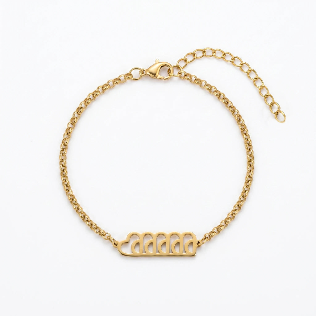 QIAOREN 11738 Boho Beach Heart Cutout Anklet 18K Gold Stainless Steel Foot Jewelry for Women