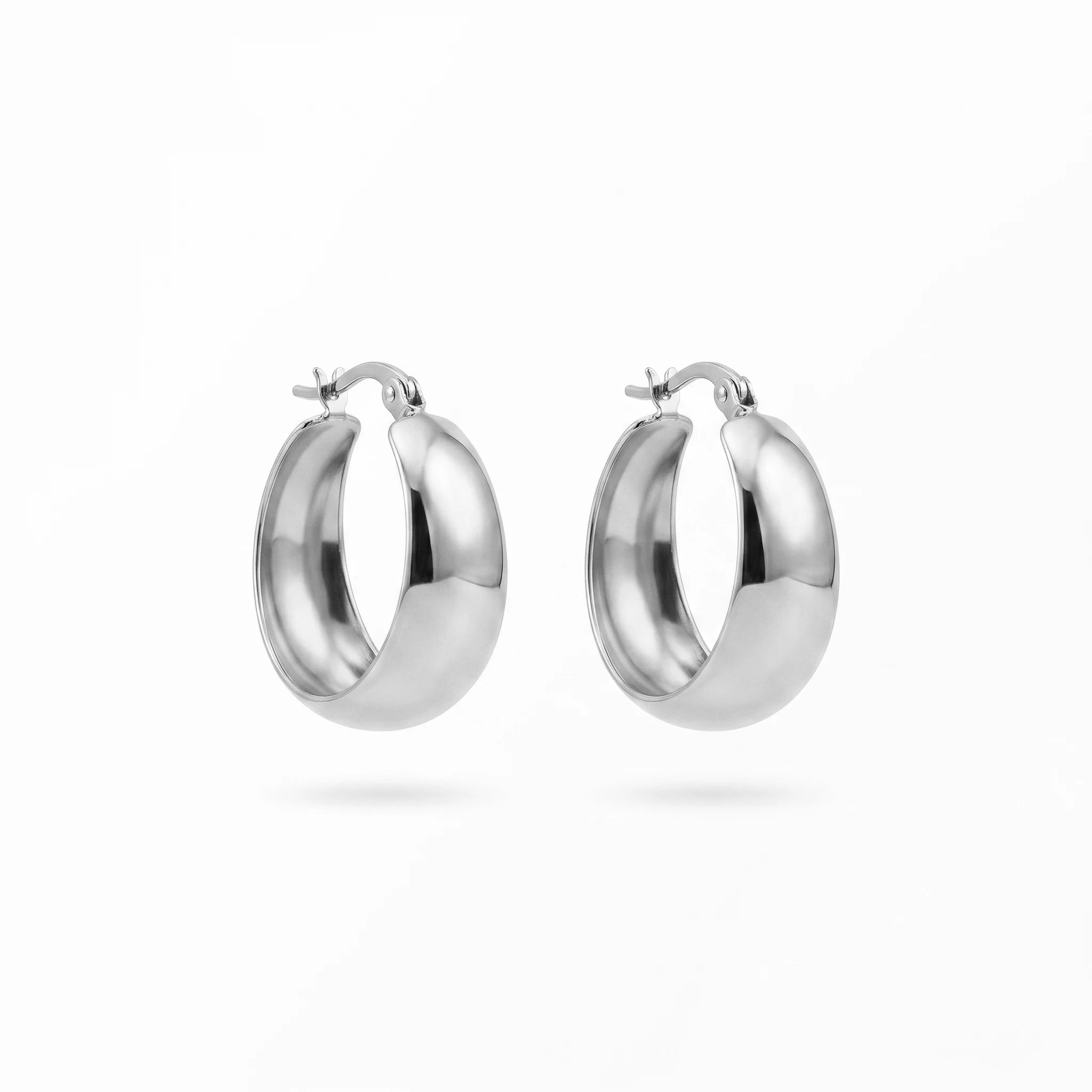 QIAOREN 12402 Elegant Quiet Luxury Chunky Dome Hoops Gold Stainless Steel Bold Puffy Crescent Statement Earrings Gift Women EU