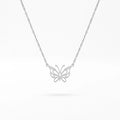 QIAOREN 11982 Trend Bohemian Jewelry Stainless Steel Gold Plated Hollow Cut Butterfly Pendant Necklace  Cable Chain Necklaces