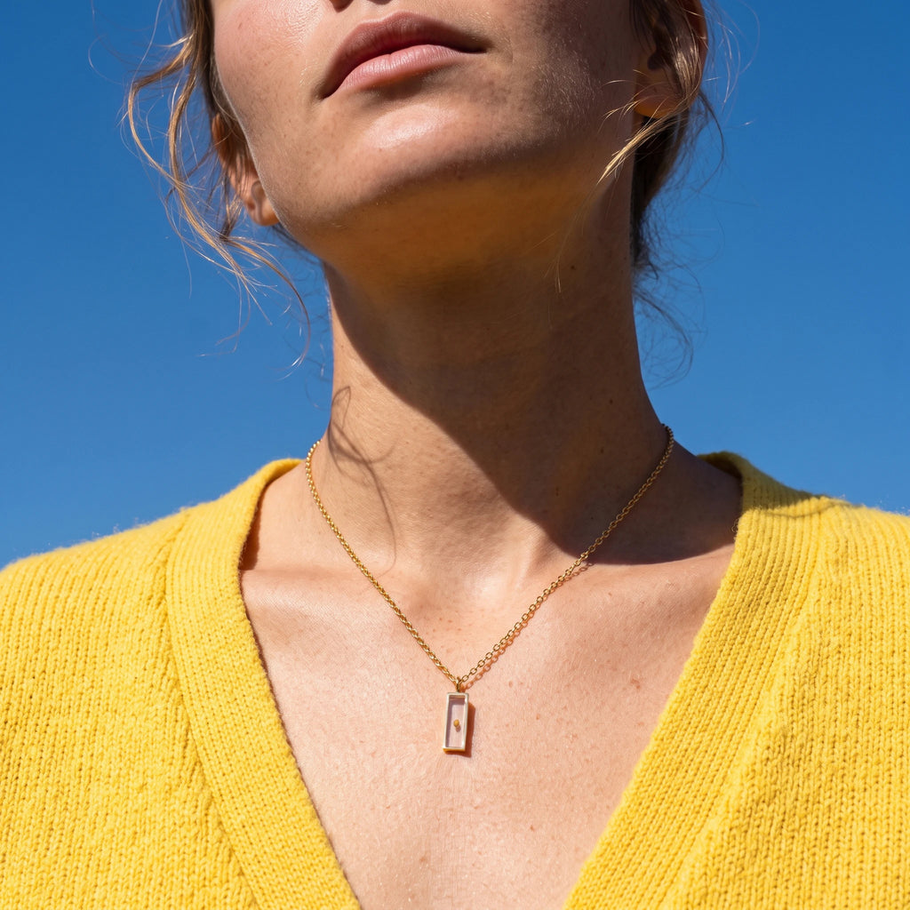 QIAOREN 13420 Stainless Steel Bar Pendant Necklace Minimalist Dainty Geometric Necklace Fashion Jewelry for Women