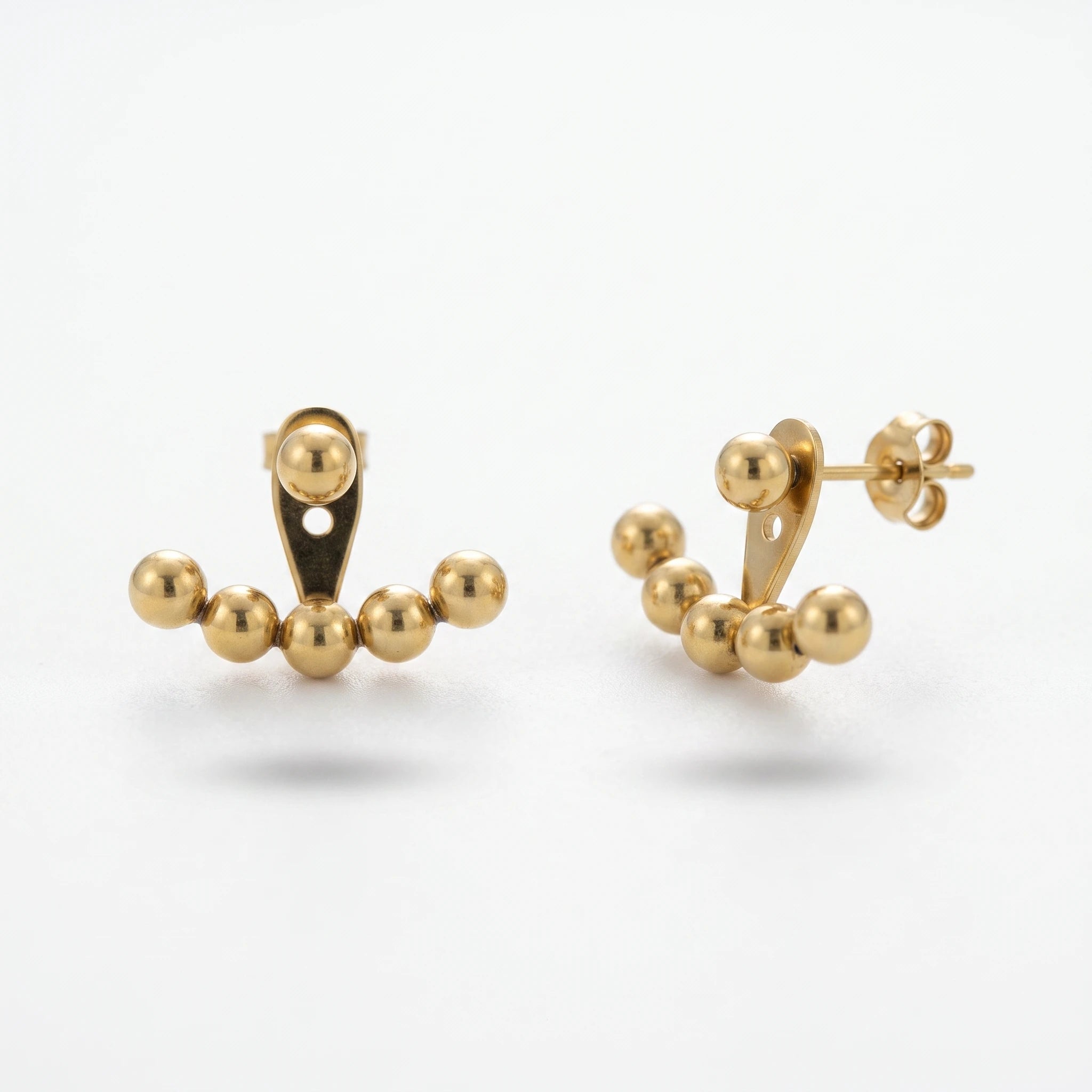 QIAOREN 14073 Curved Bead Line Stud Earrings, Arch Shape Ball Cluster Ear Stud Jewelry Gift for Daily Fashion Outfits