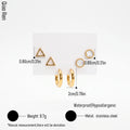 QIAOREN 14470 3 Pair Gold Stainless Steel Earrings Set, Triangle Shell Studs, Round Shell Inlay Studs & Thick Smooth Stud