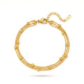 QIAOREN 13304 Multi Layer Gold Bead Bracelet Stainless Steel Multi-Size Ball Chain Adjustable Extender Waterproof