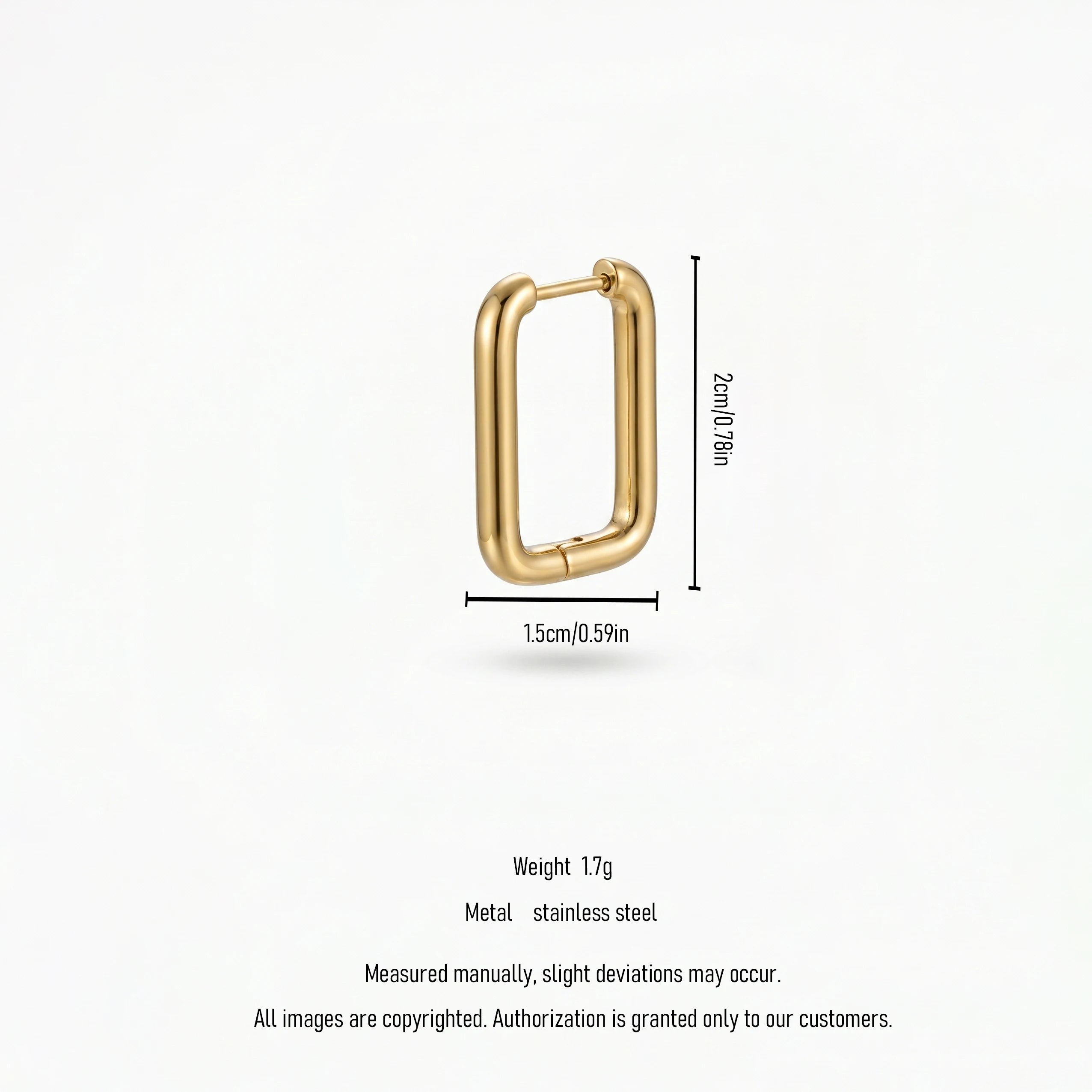 QIAOREN 12585 Dainty Shiny Oblong Geometric Huggie Earrings 316L Stainless Steel No Fade Gold Plated Hoop Jewelry Gift