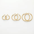 QIAOREN 13203 Gold Plated Tube Hoop Earrings for Women Stainless Steel Polished Round Minimalist Fashion Jewelry