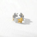 QIAOREN 12929-32 18K Gold Plated 316L Stainless Steel Two Tone Snake Star Adjustable Rings Set Tarnish Free Waterproof Jewelry