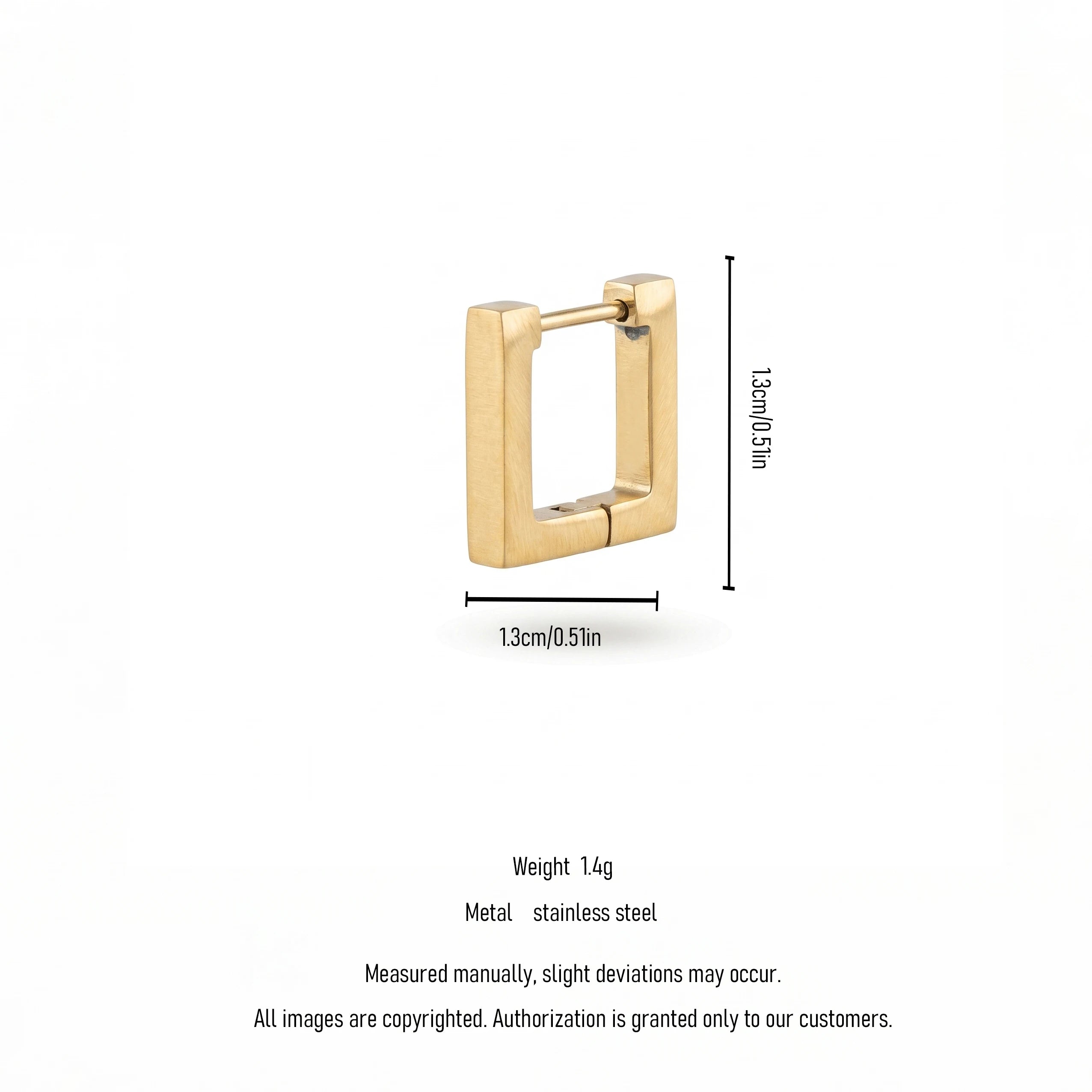 QIAOREN 12579 Matte Finish Rectangle Huggie Hoop Earrings PVD 18K Gold Stainless Steel Hypoallergenic Geometric Ear Buckle