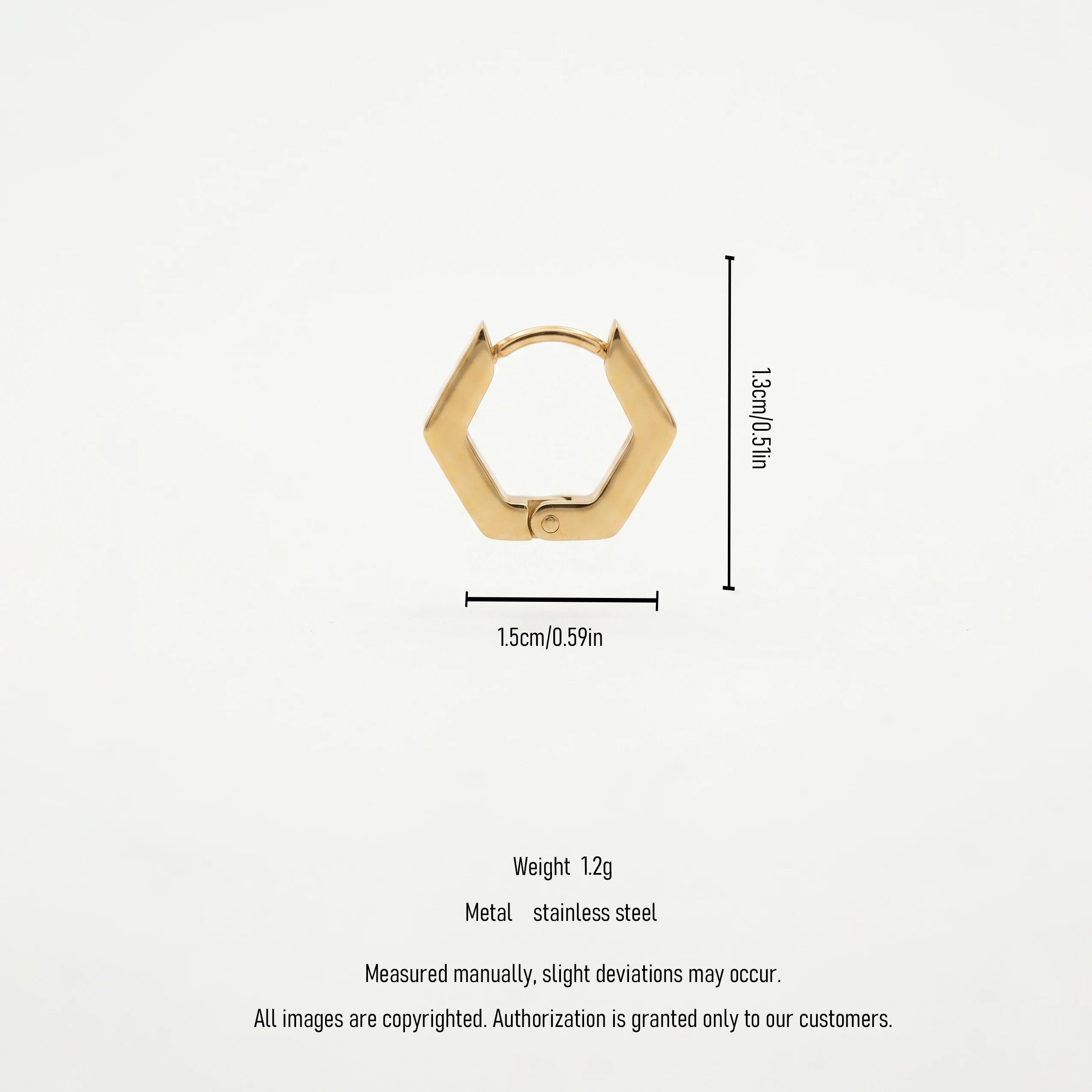 QIAOREN 12577 Dainty Geometric Hexagon Huggie Earrings 316L Stainless Steel No Fade Gold Plated Hoop Jewelry Gift for American