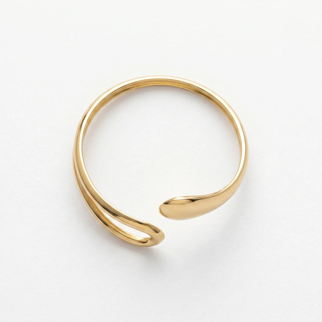 QIAOREN 10995 Luxury Organic Shape Gold Cuff Bracelet Stainless Steel Adjustable Open Bangle for Women Beach Jewelry