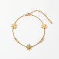 QIAOREN 11946 Elegant Boho Daisy Charm Bracelet Gold Stainless Steel Box Chain Beaded Floral Jewelry for Women EU US Hot Sell
