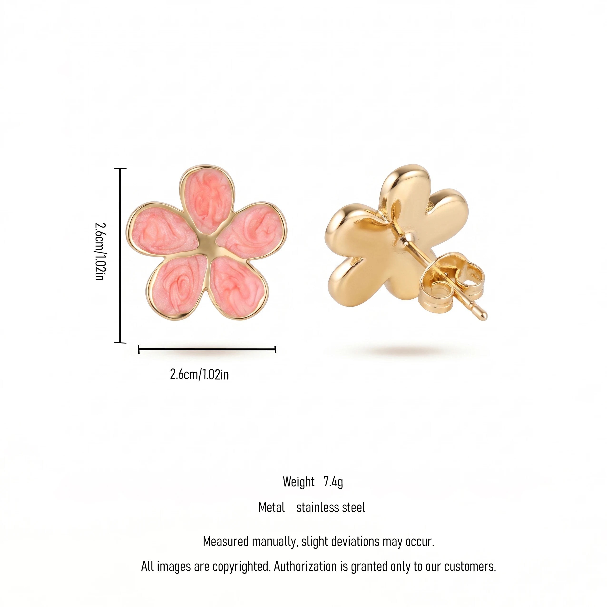 QIAOREN 13639-41 Colorful Enamel Flower Stud Earrings, Tiny Floral Piercing Jewelry Gift for Women
