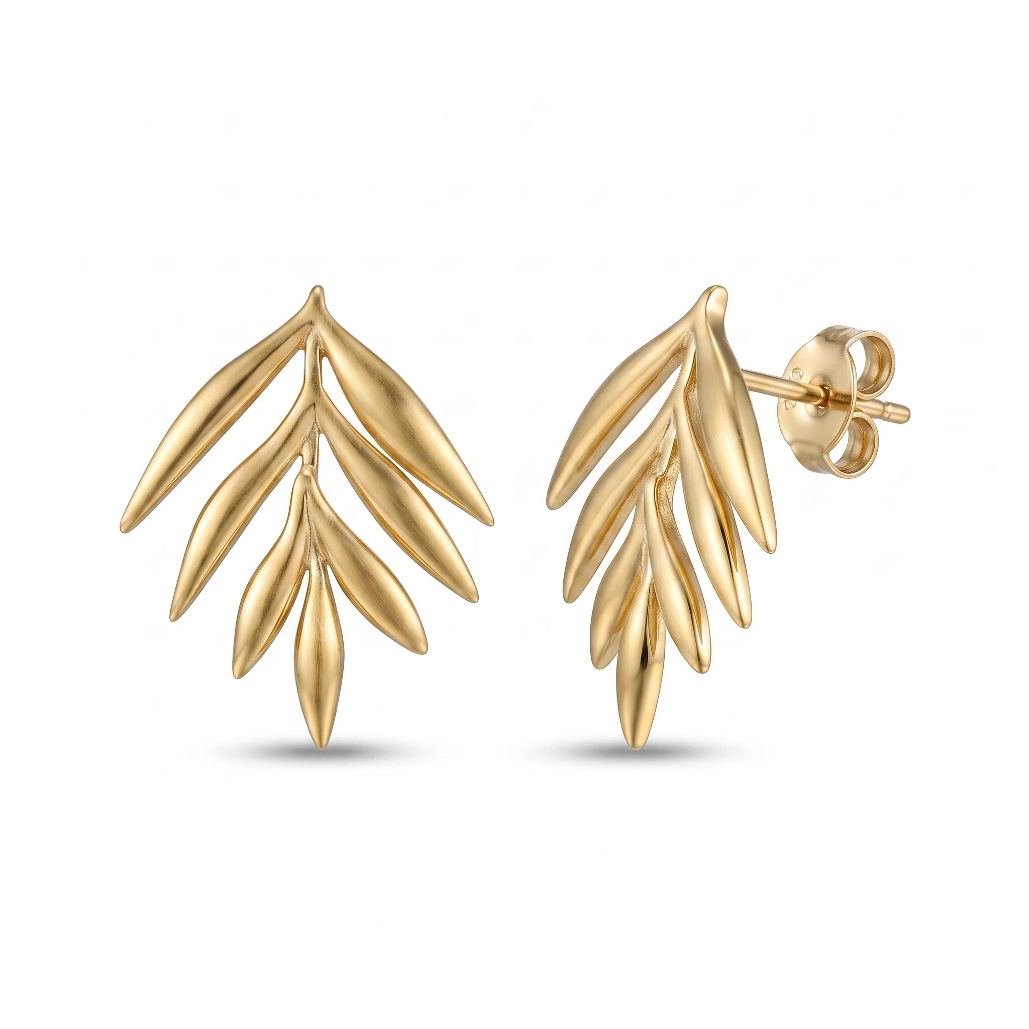 QIAOREN 14074 Olive Leaf Branch Stud Earrings, Multi Leaves Twig Ear Stud Jewelry Gift for Daily Fashion Outfits
