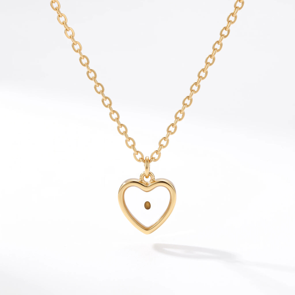 QIAOREN 13416 Stainless Steel Mustard Seed Heart Necklace Faith Christian Pendant Inspirational Jewelry for Women