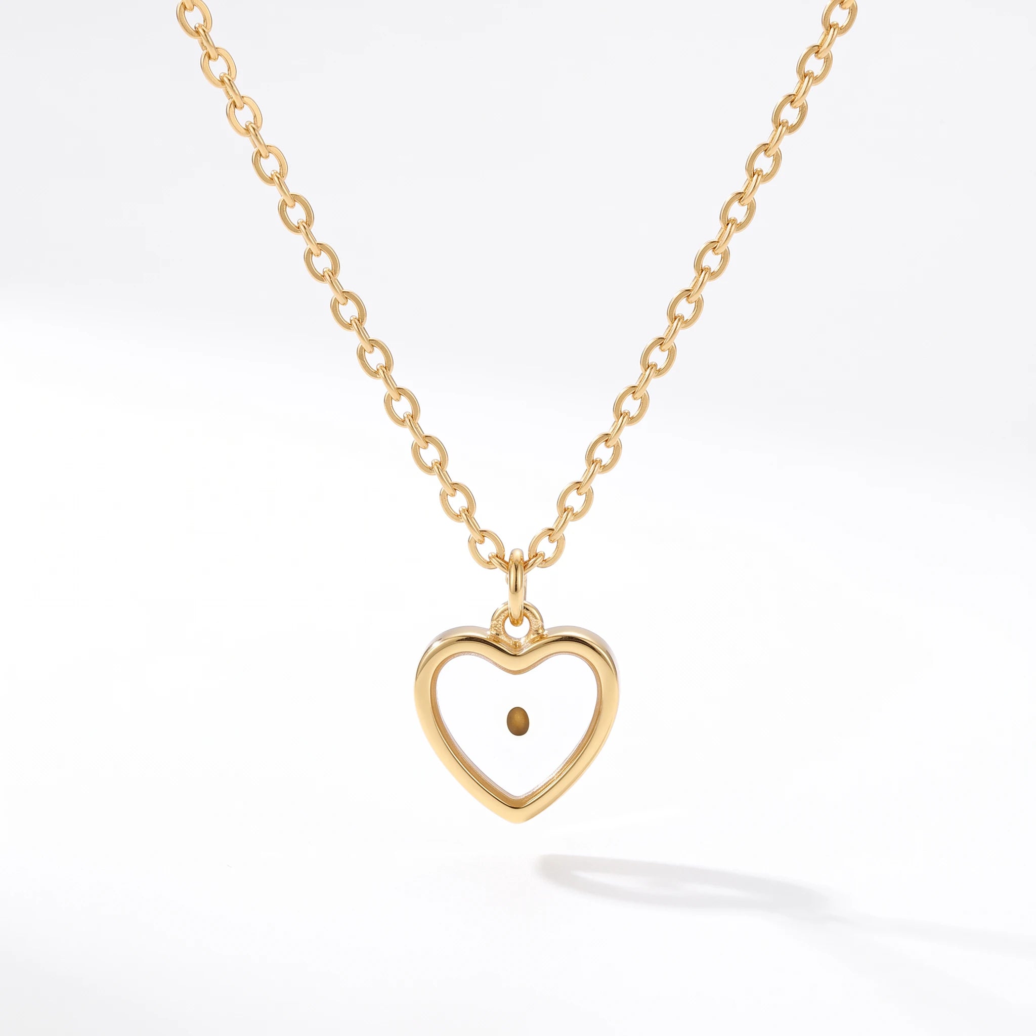 QIAOREN 13416 Stainless Steel Mustard Seed Heart Necklace Faith Christian Pendant Inspirational Jewelry for Women
