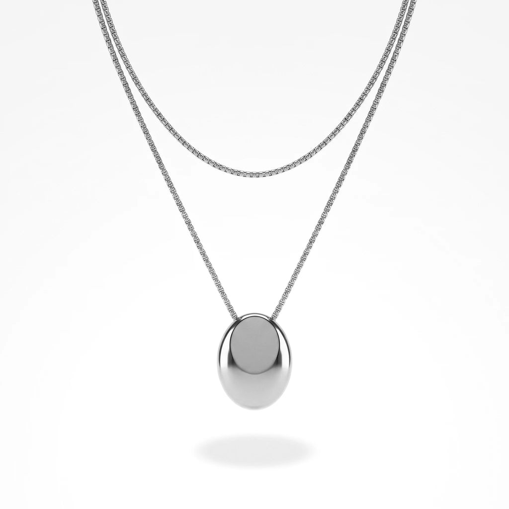 QIAOREN 13993 Beaded Cable Chain Pendant Necklace with Two Textured Fish Charms and Dangling Smooth Round Beads