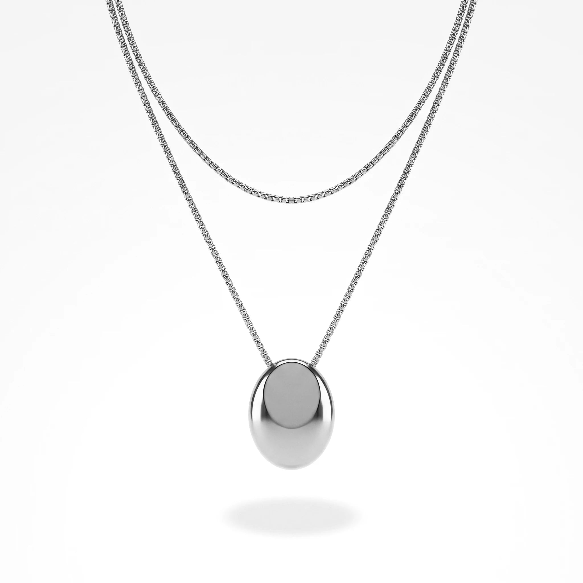 QIAOREN 13993 Beaded Cable Chain Pendant Necklace with Two Textured Fish Charms and Dangling Smooth Round Beads