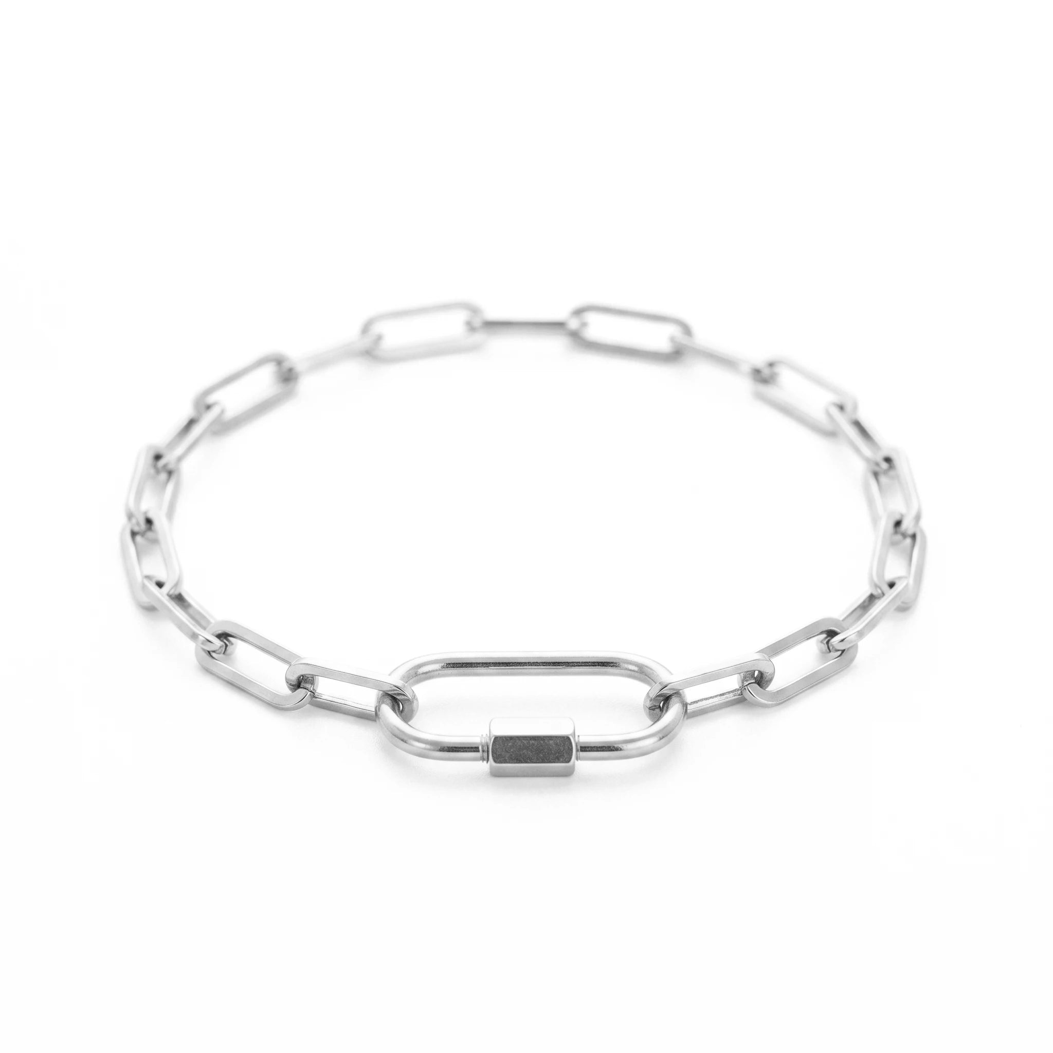 QIAOREN 11049 Minimalist Gold Paperclip Bracelet Stainless Steel Waterproof Chain Bracelet for Women Luxury Style
