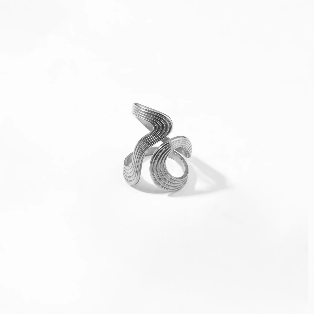 QIAOREN 10708 TRUST GOD Engraved Gold Ring Set - 5Pcs Hypoallergenic Stainless Steel Open Rings
