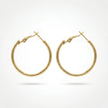 QIAOREN 12400 Trendy French Lock Hoop Earrings Gold Stainless Steel Medium Thick Circular Ring Sleek Round Hoops Women US EU